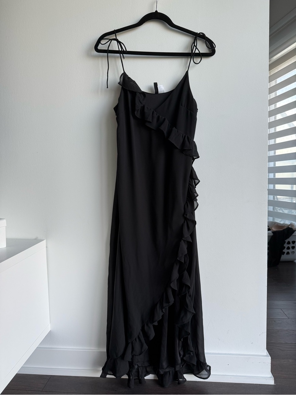 Black Ruffle Maxi Dress - Women